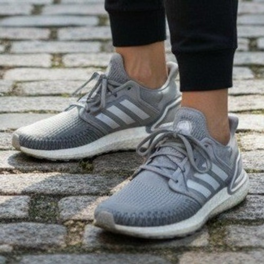 Adidas Ultraboost 20 Grey Silver Primeblue Running Shoes Size Women's 8.5